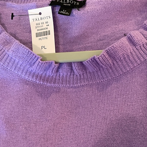 Talbots Lavender Ruffled Neck Sweater - Picture 4 of 8
